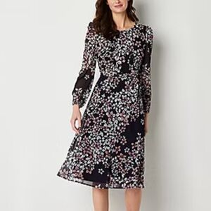 R & K Originals Sleeveless Floral Midi Fit + Flare Dress - NWT